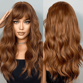 Long Wavy Lace Wig with Bangs